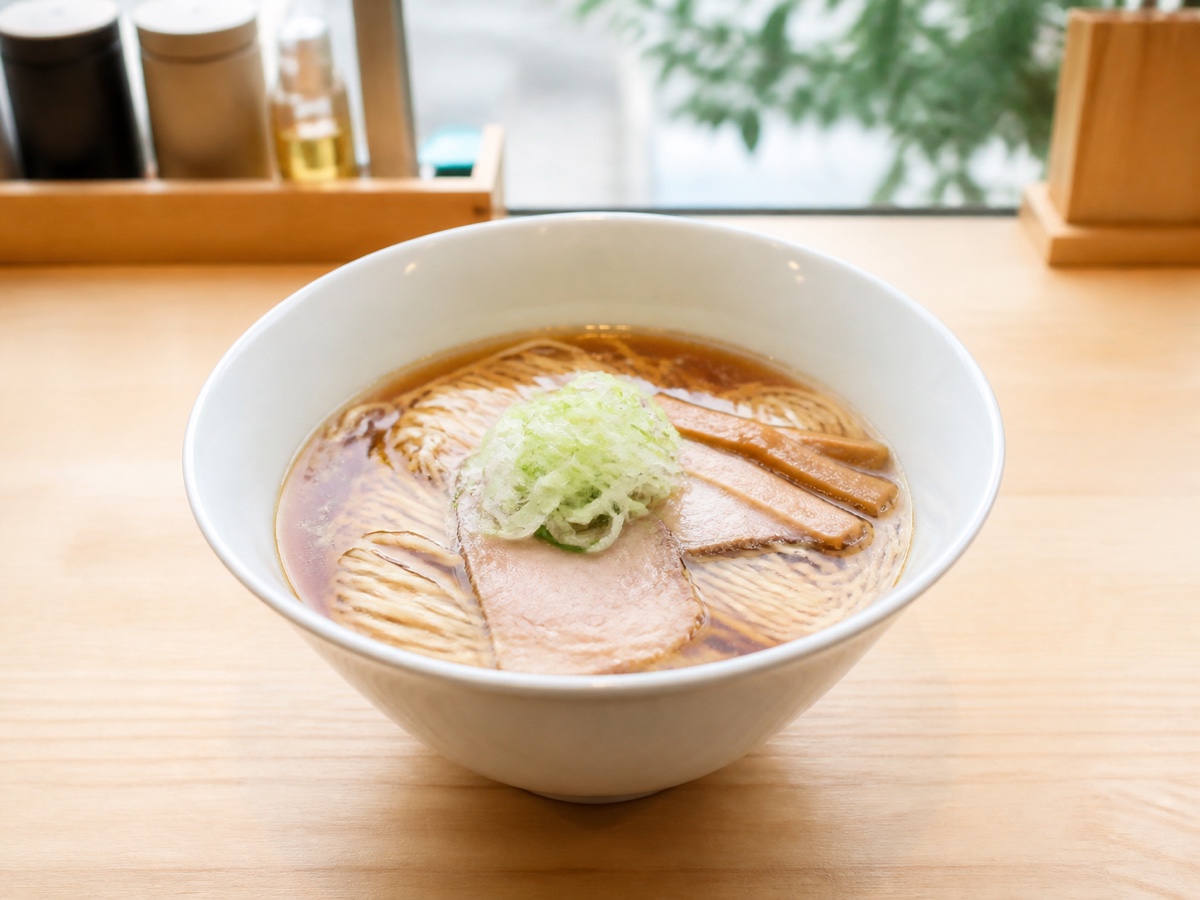 澄んだ鶏だしと細麺の醤油ラーメン